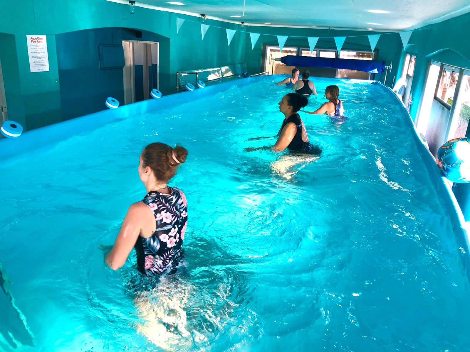 Cardio format taught end-to-end in the lap pool