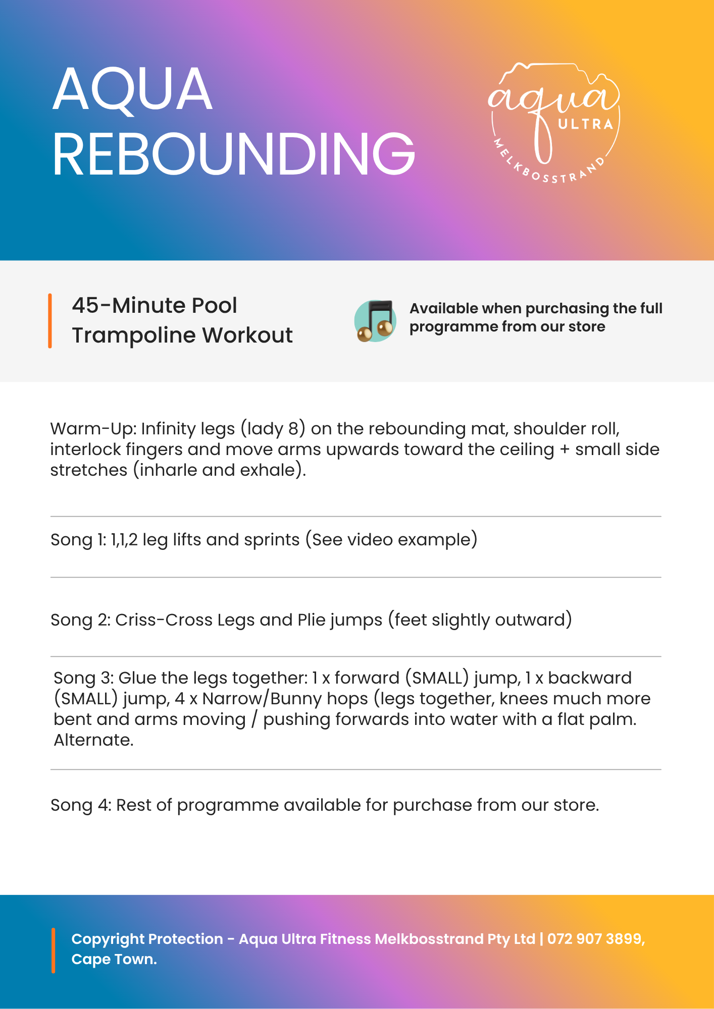 Aqua Rebounding — 45-Minute Pool Trampoline — cheatsheet preview