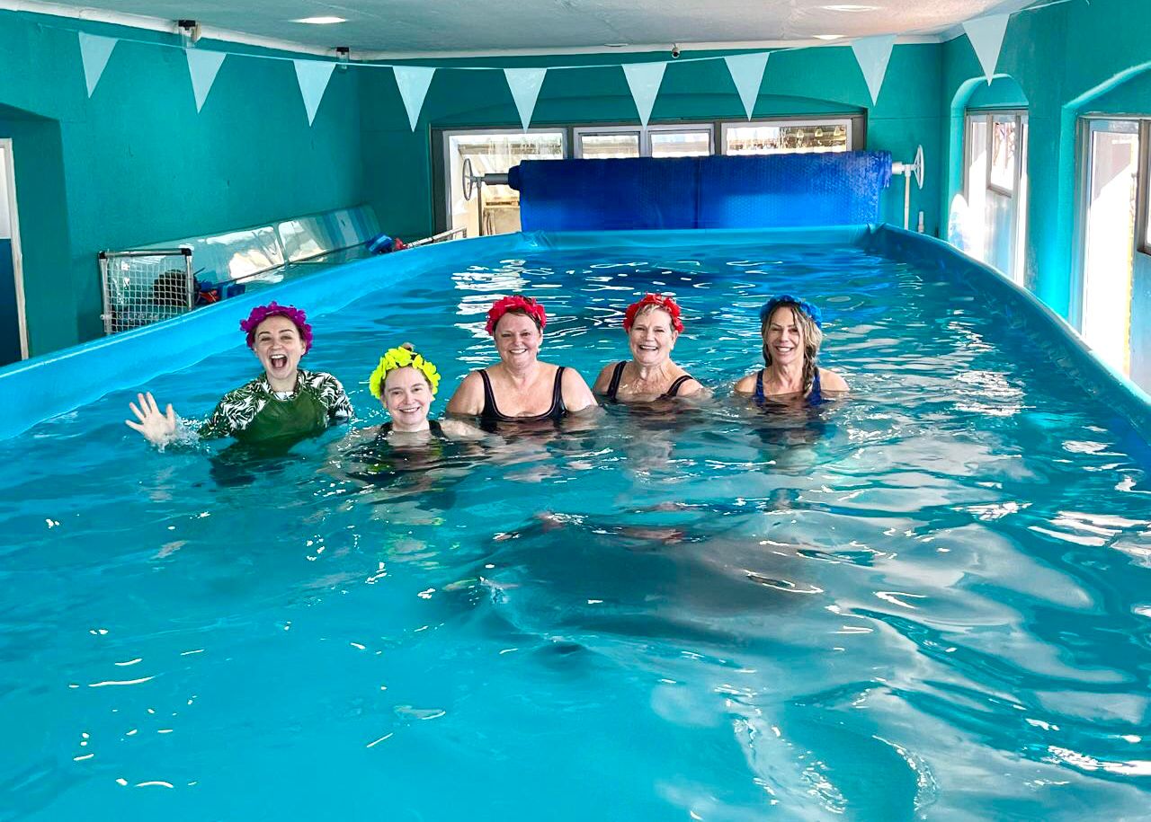 Themed community class in our heated pool